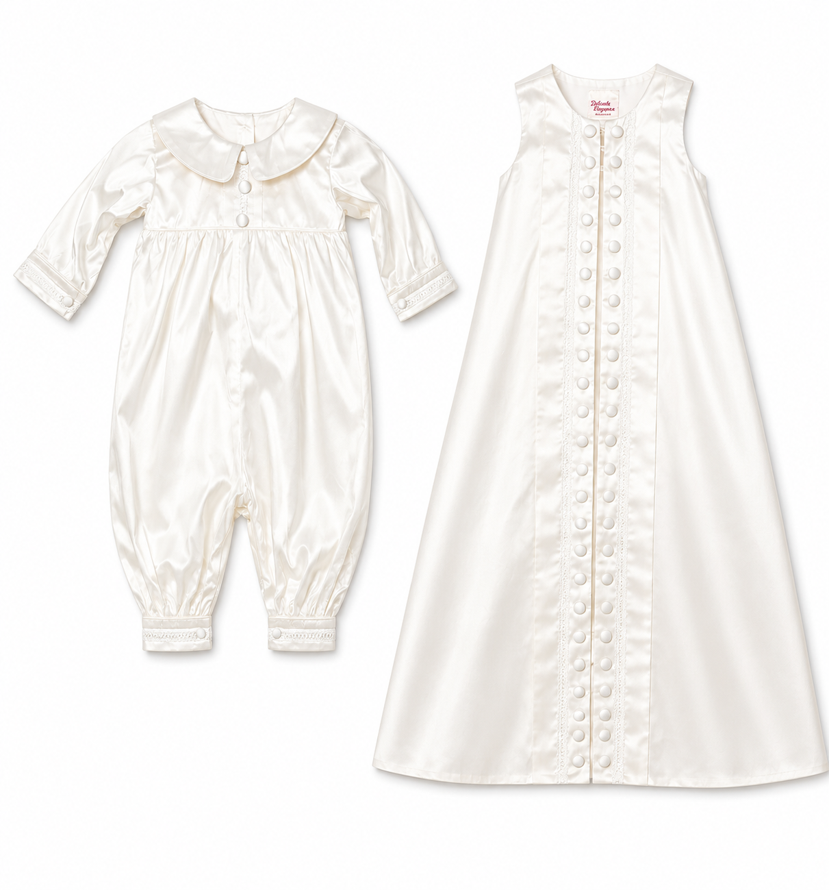 Edward Baptism Romper and Cape Set - Silk L/S