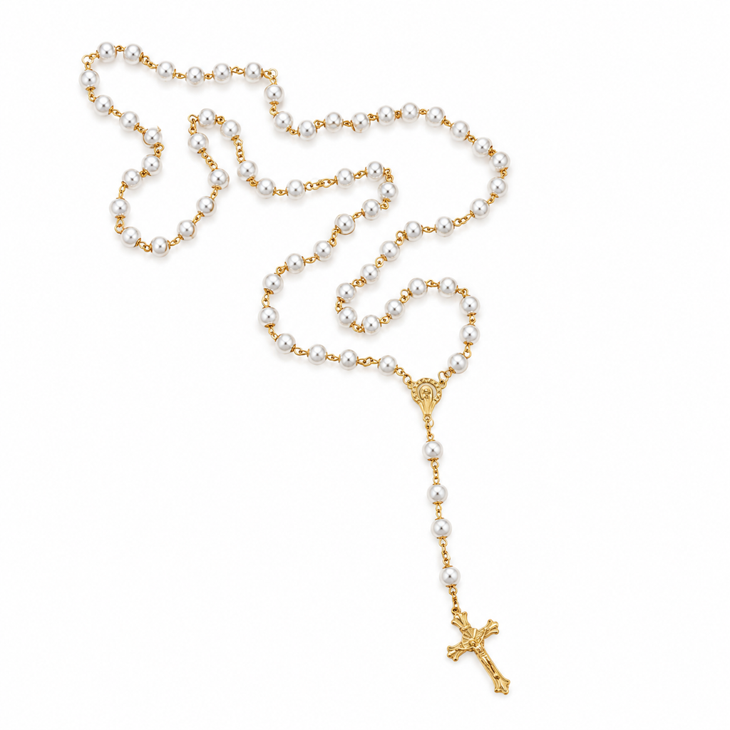Rosary Beads - Pearl White