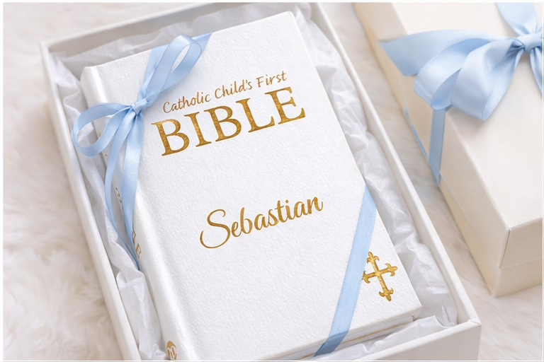 A Catholic Child's First Bible- Personalised