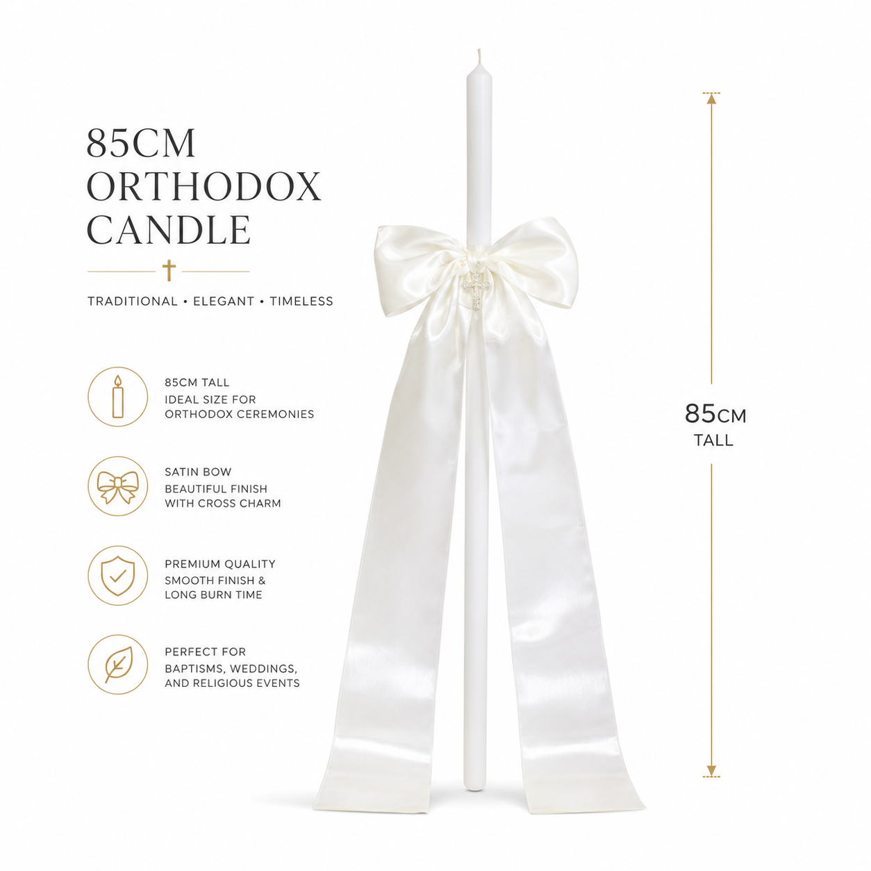Elegant Orthodox Candle Ivory