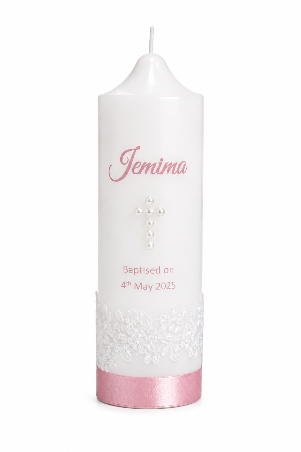 Lace Baptism Candle