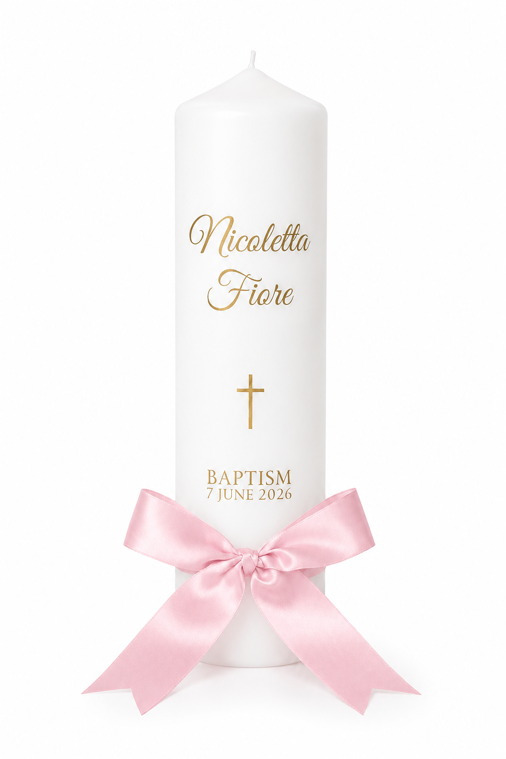Christening Candle with Bow