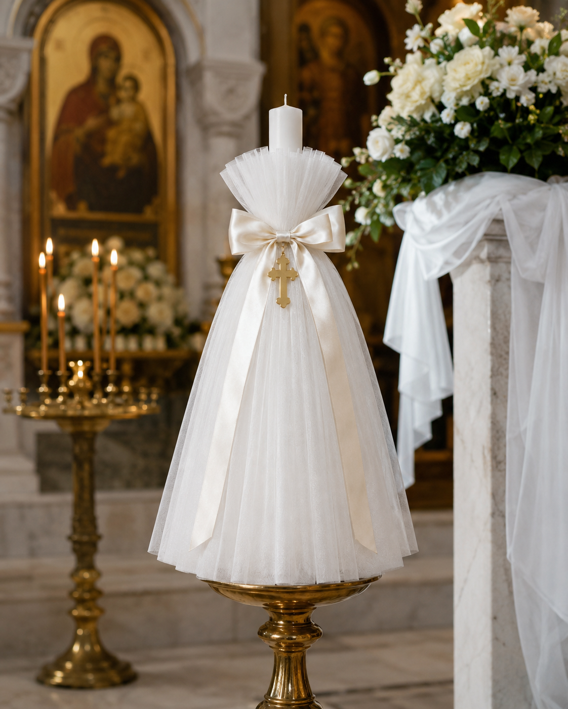 Orthodox Tulle Wedding Candle