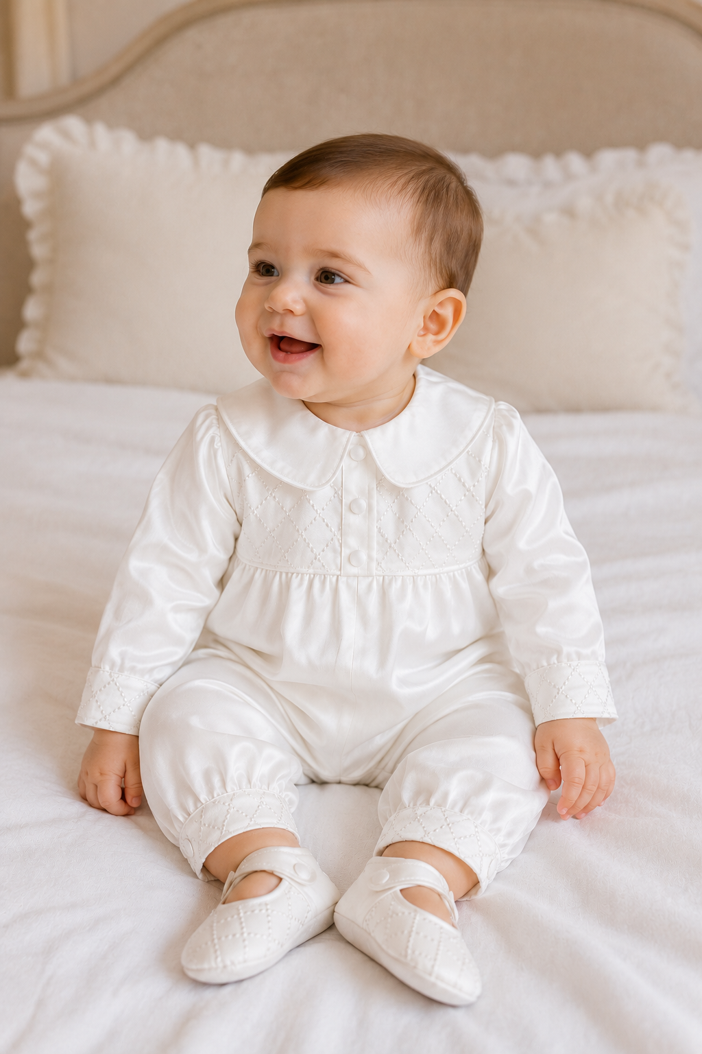 Nicolas Silk Baptism Romper