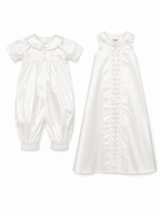 Edward Baptism Romper and Cape Set - Silk S/S