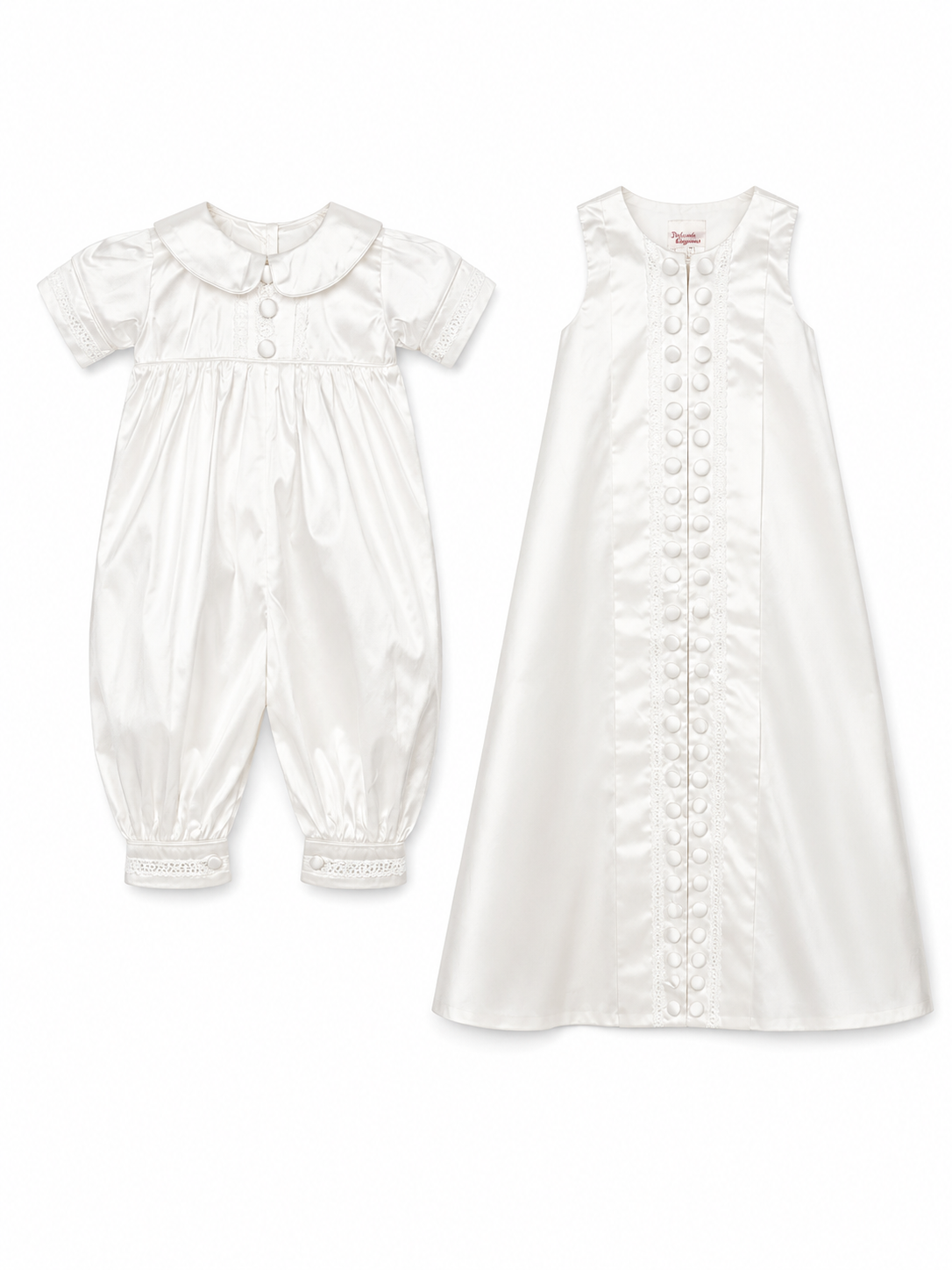 Edward Baptism Romper and Cape Set - Silk S/S