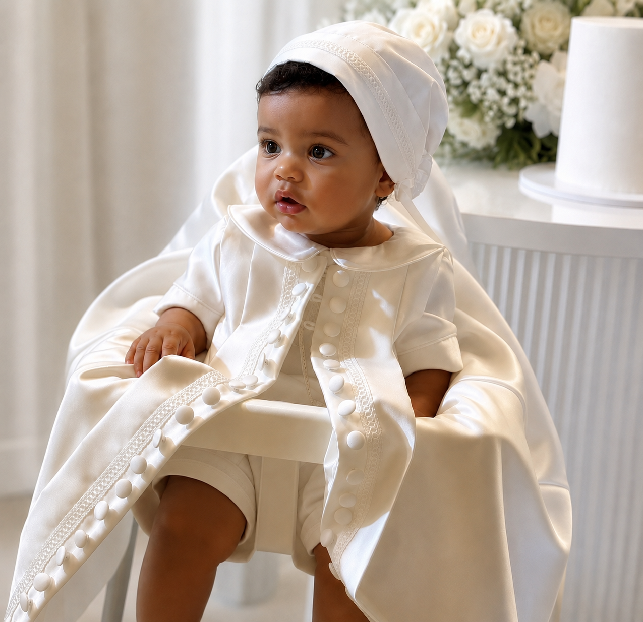 Maximus Romper and Cape Set- Satin S/S
