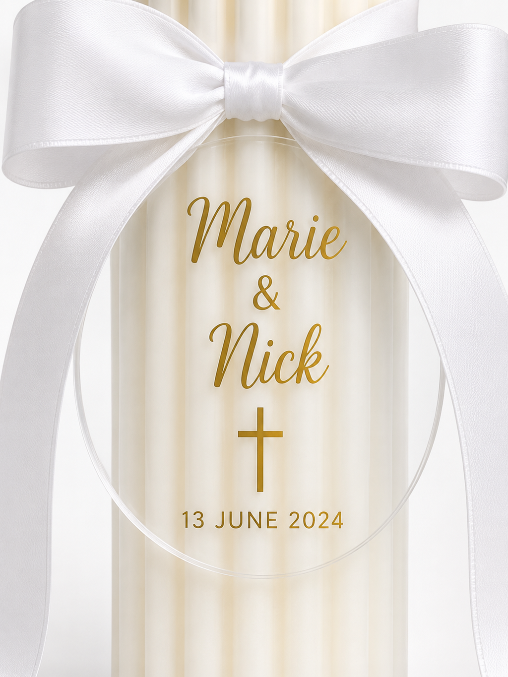 Fluted Plaque Wedding Candle