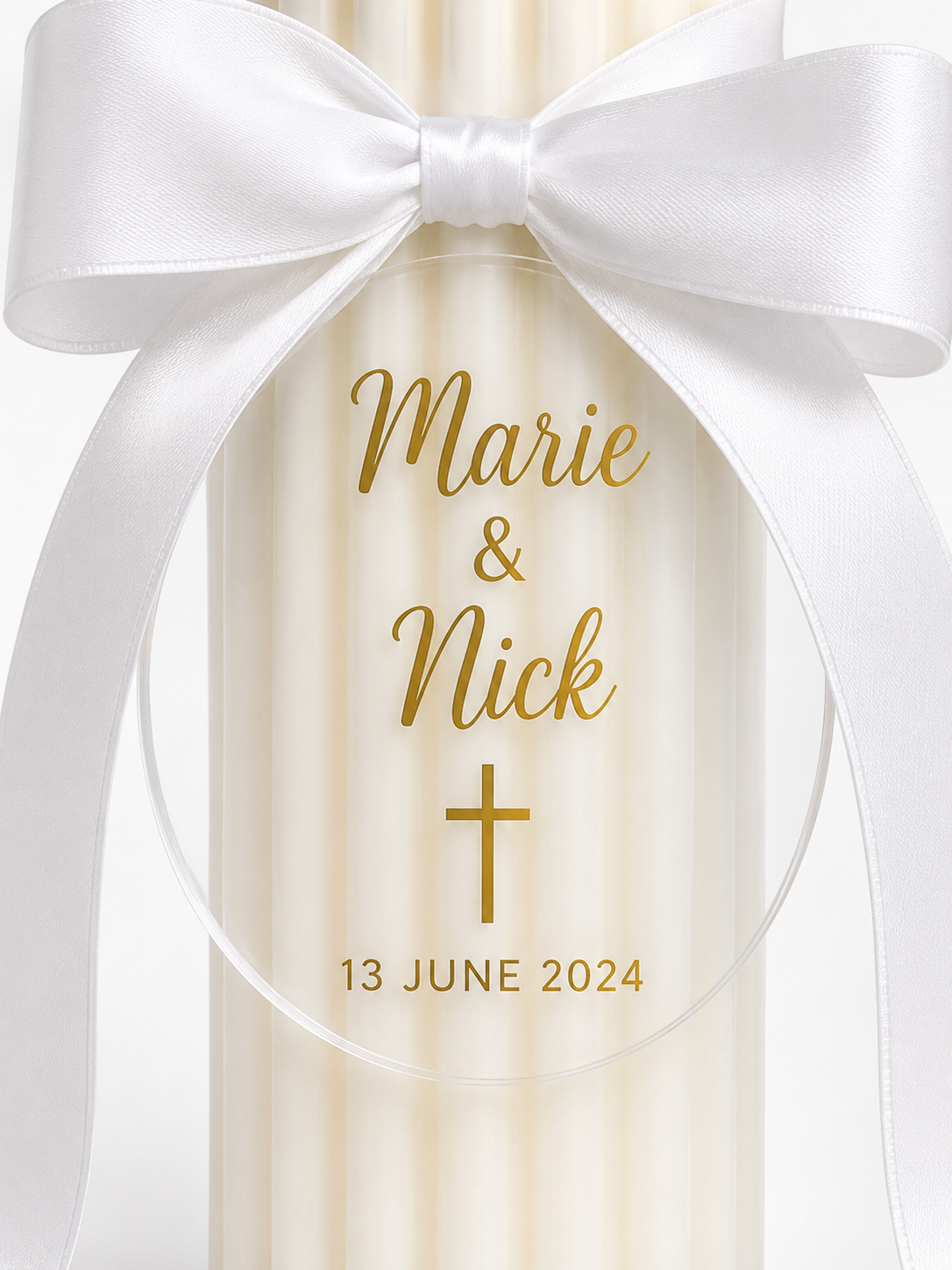 Fluted Plaque Wedding Candle